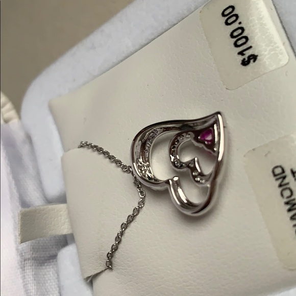 NWT Diamond Accent Sterling Silver Heart Necklace - Picture 3 of 8